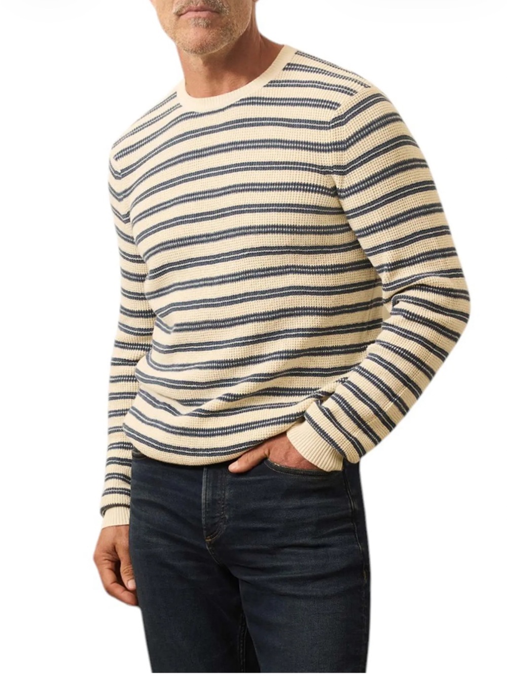 NWT Faherty Sunwashed stripe organic cotton sweater BOOTH ISLAND STRIPE Size M